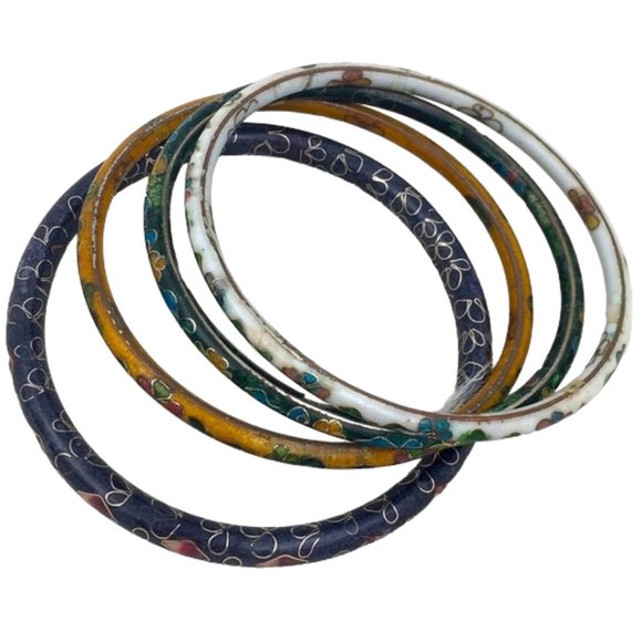 Bundle Set of Enamel Cloisonné Bangle Bracelet - Picture 9 of 9